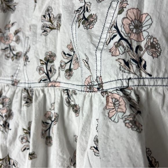 La Vie Rebecca Taylor Camille White Floral Print V-Neck Peplum Top Size S - Picture 3 of 6